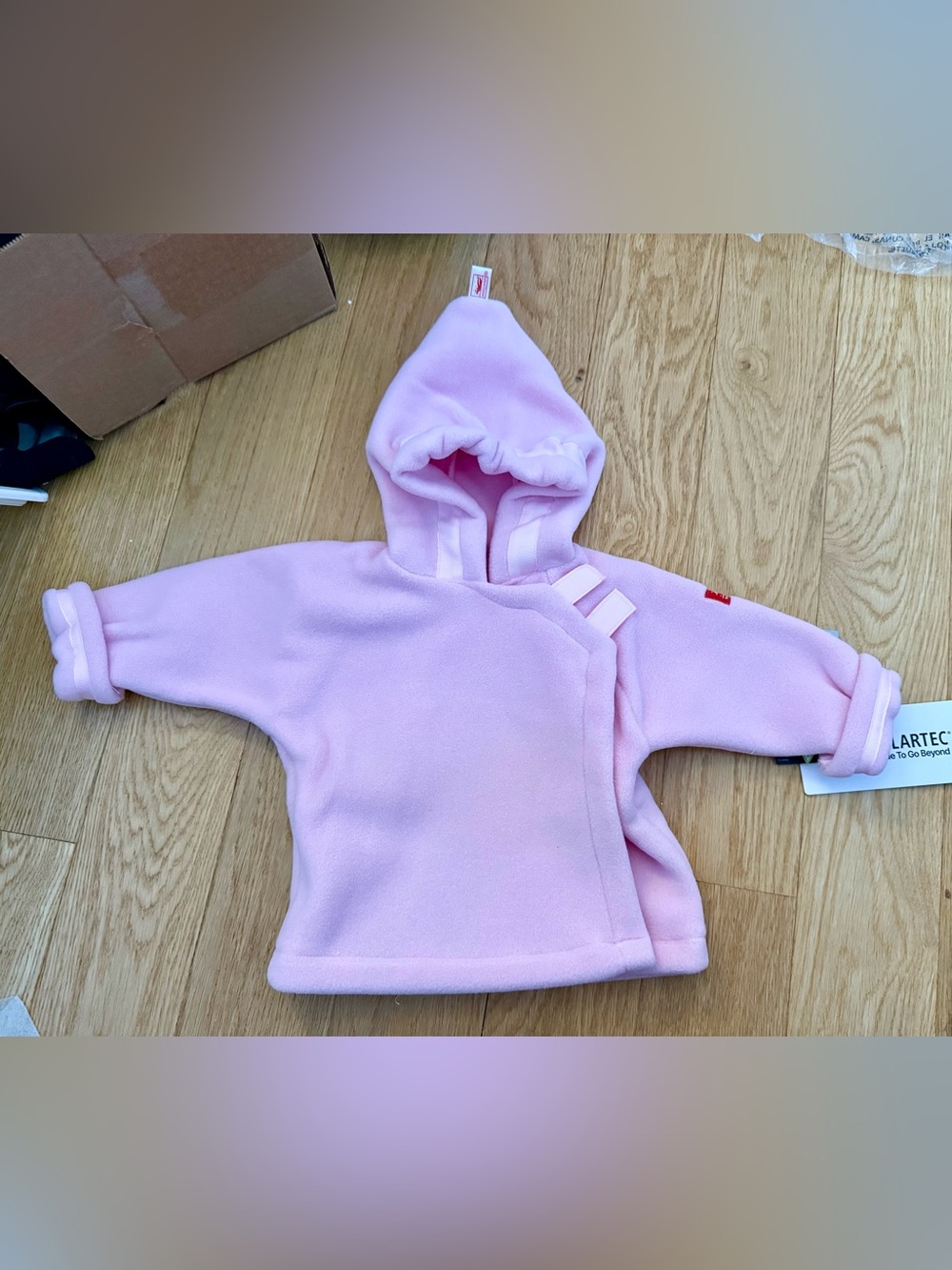 Widgeon Pink Hooded Fleece Wrap Jacket 6-12M